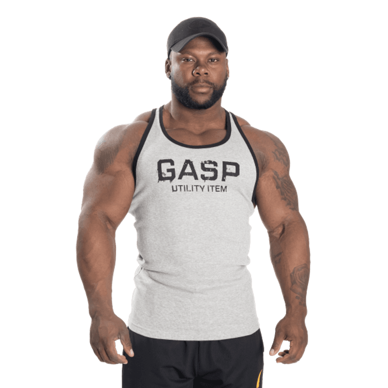 Gasp Ribbed T-back, grå singlet