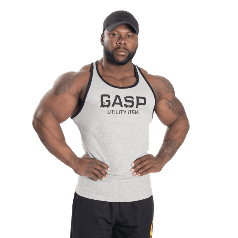 Gasp Ribbed T-back, grå singlet