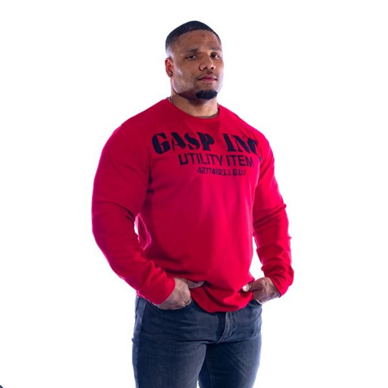 Gasp Thermal Gym Sweater, rød genser fra GASP | Lynrask levering