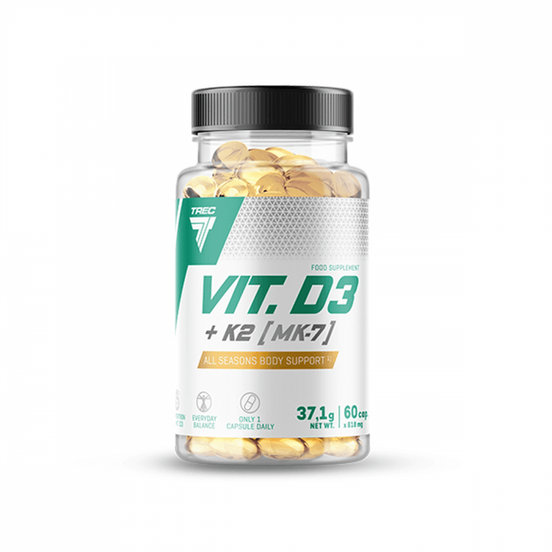 Trec Vit. D3 + K2 (MK-7), 60 kapsler