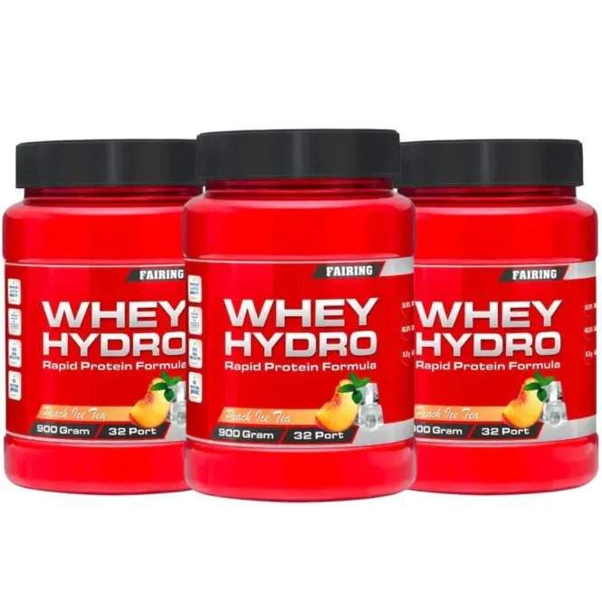 Hovedbilde 3 x Whey Hydro Peach Ice Tea 900 g, proteinpulver