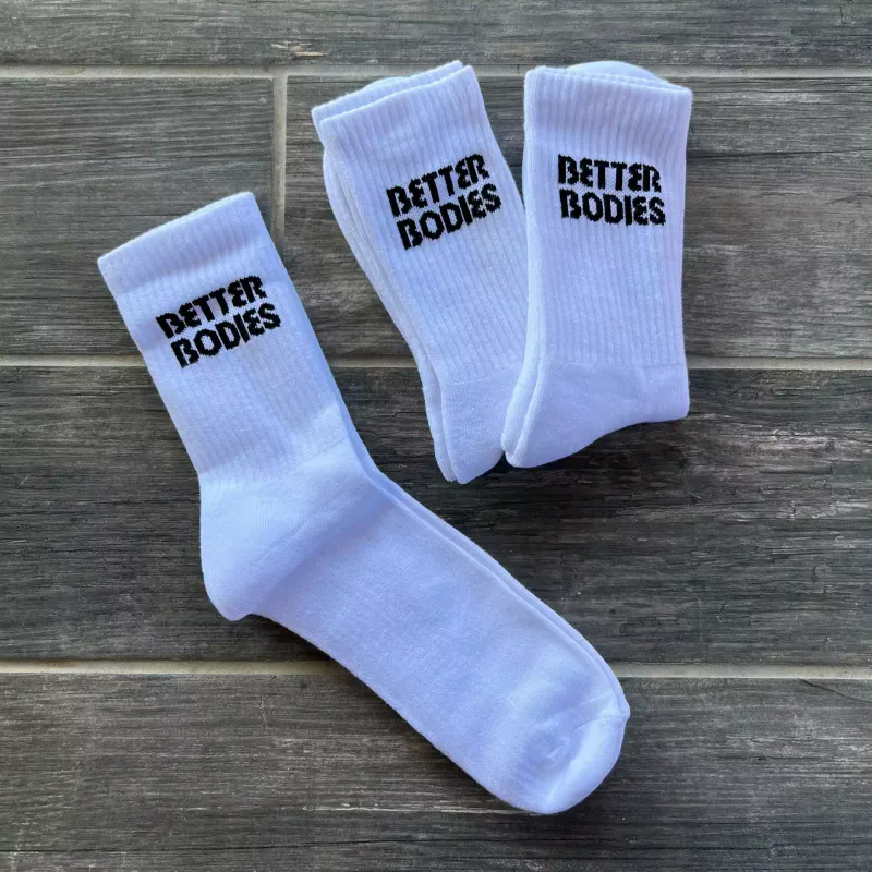 Better Bodies Crew Socks 3 pk, hvite sokker 