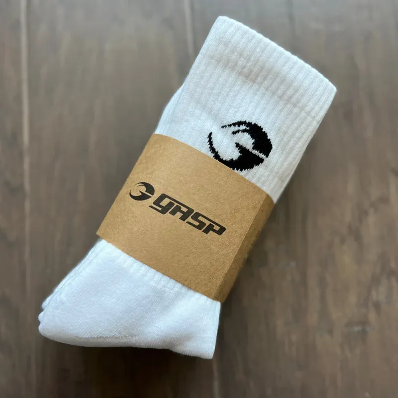 GASP Crew Socks 3 pk, hvite sokker