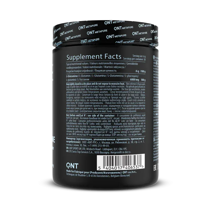 QNT L-Glutamin Amino Acid 6000mg, 350 g aminosyre