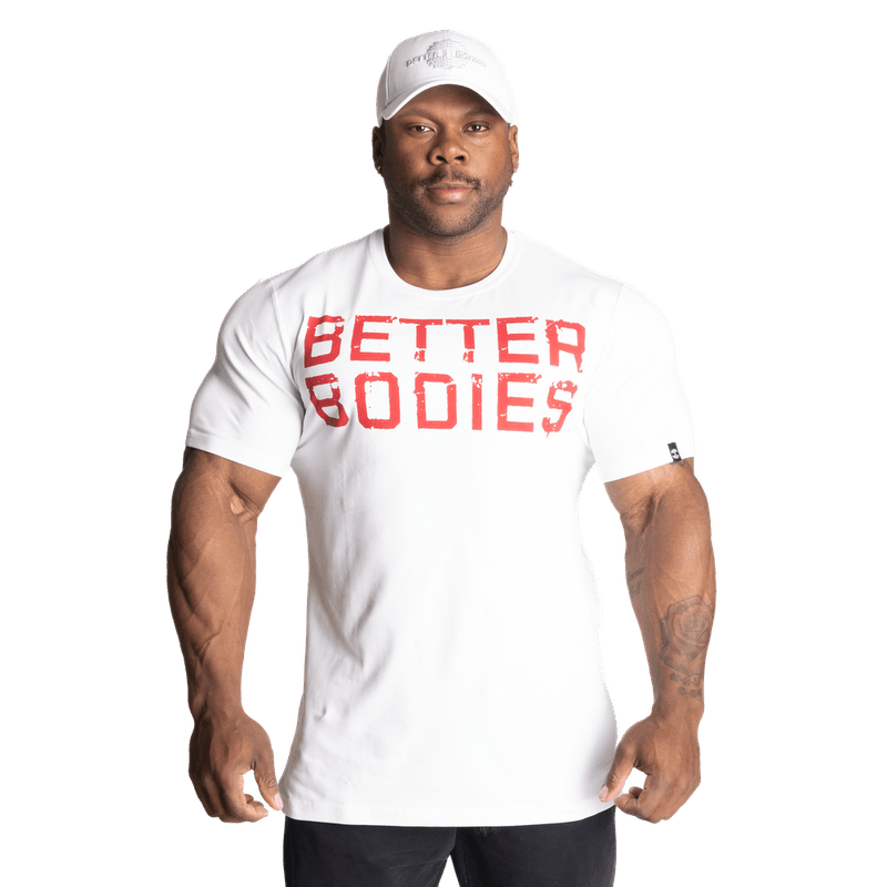 Better Bodies Basic Tapered Tee, hvit/rød t-skjorte