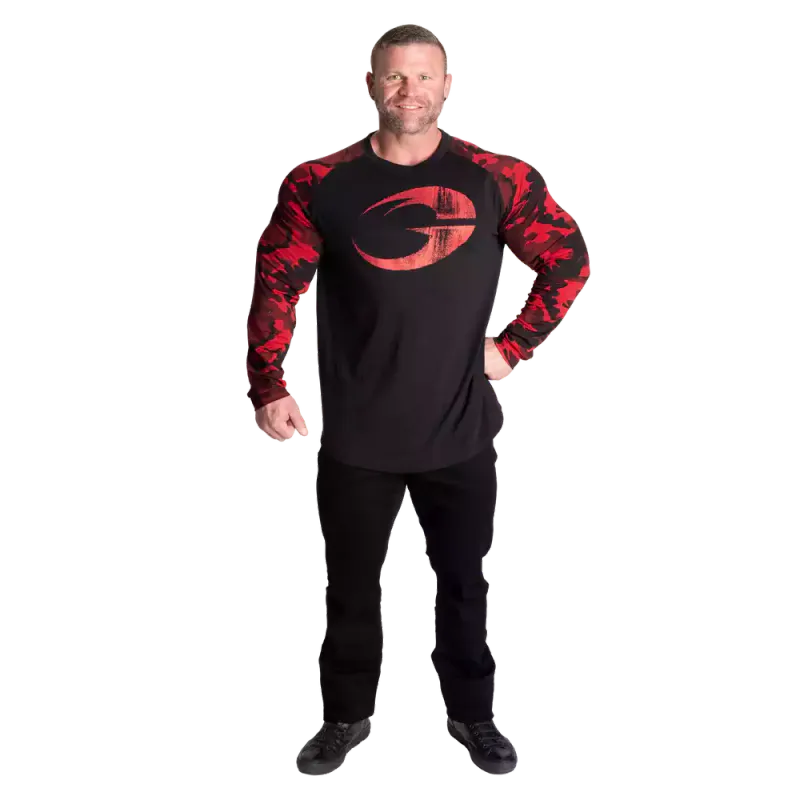 Gasp Original Raglan ls, svart/rød camo genser